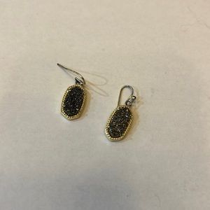Kendra Scott drop earrings black sparkle with gold trim